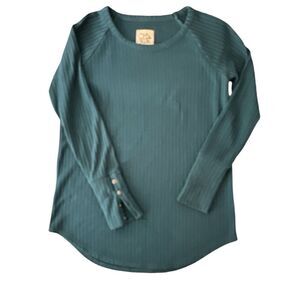 Chaser Top Women Small Long Sleeve Waffle Knit‎ Cozy Blouse Stretch Classic